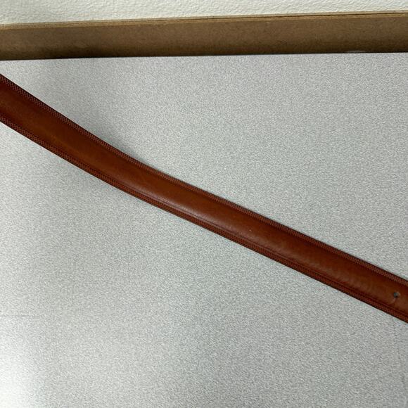 Columbus Leather Belt Mens Size Large Silver Buckle 1.5in Made in Italy Stitched - Picture 7 of 8